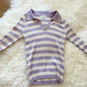 MANGO Women's Striped Jersey Polo Shirt‎